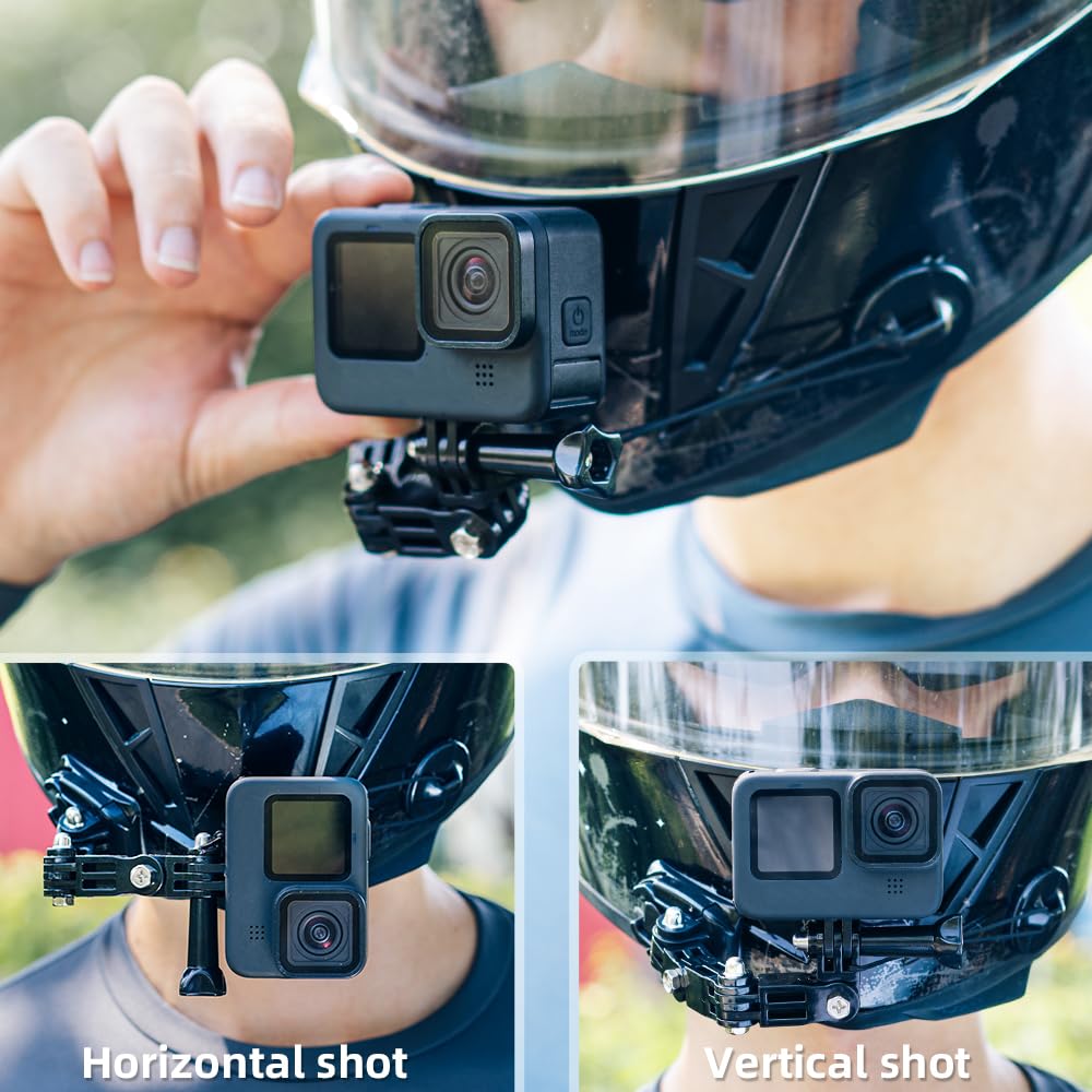 SUREWO Motorcycle Helmet Chin Mount Kits Compatible with GoPro Hero 13 12 11 10 9 8 7 6 5 Black,DJI Osmo Action 5 pro/4/3/2/AKASO/Campark/YI Action