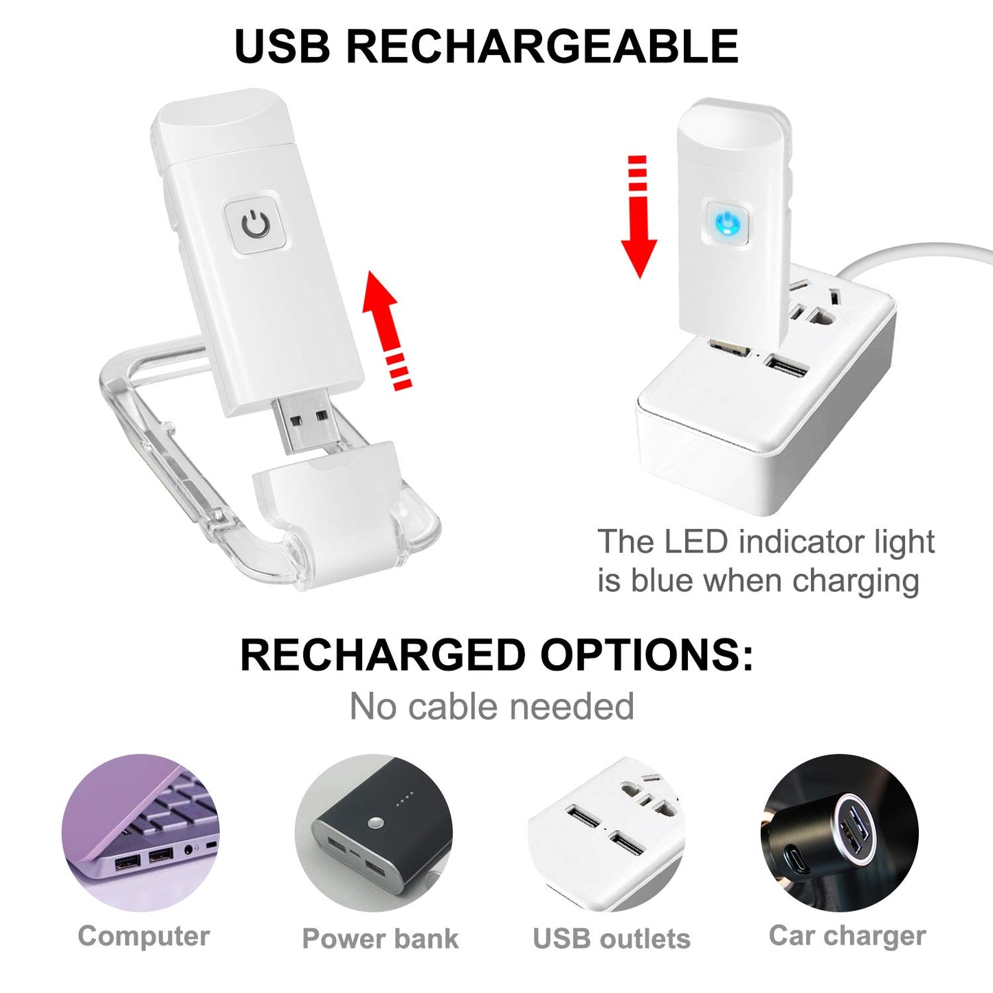 BIGMONAT Book Reading Light Rechargeable Book Light,Reading Lights for Books in Bed,LED Clip on Reading Light, Small Book Light for Kids, Brightness