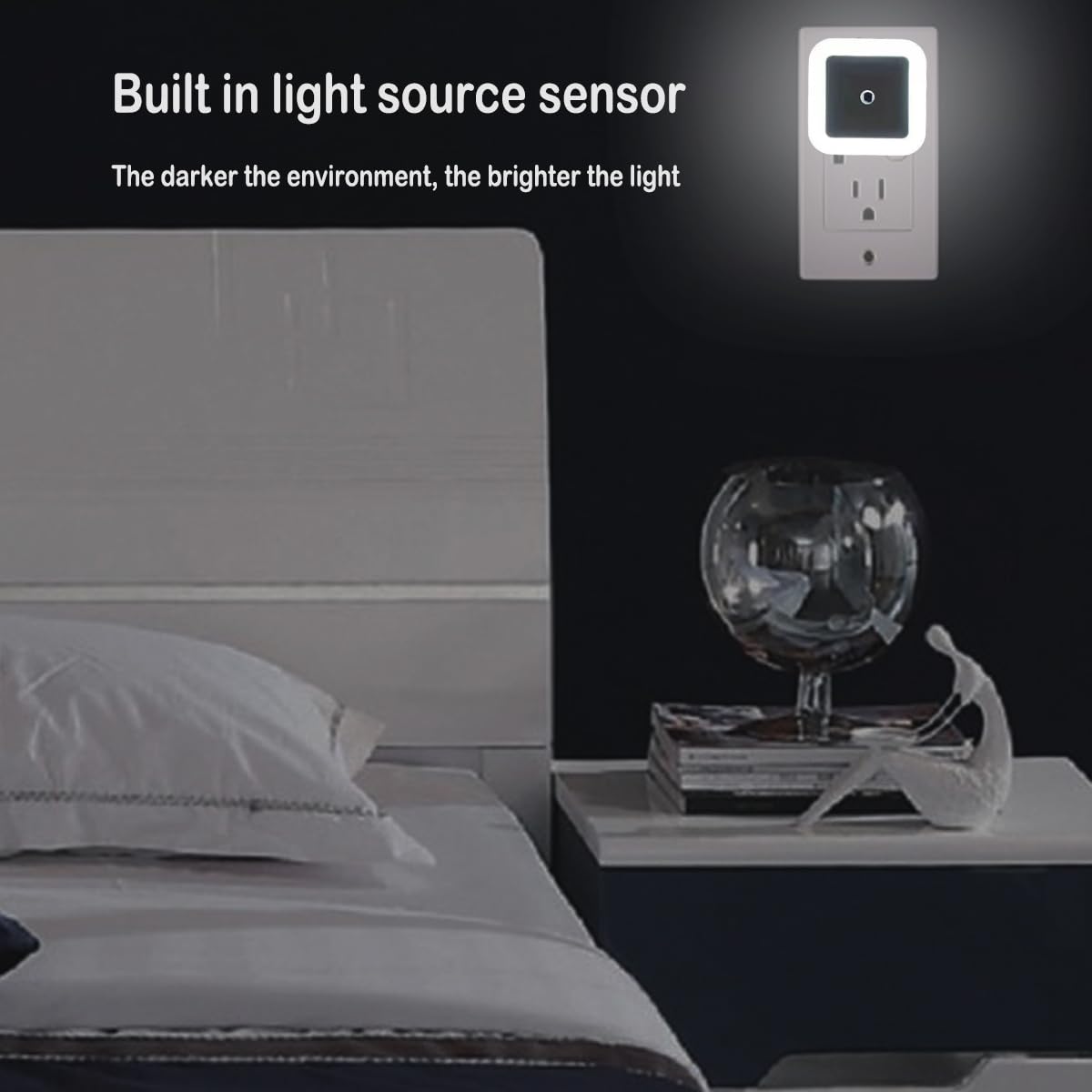 JININQ Night Light 0.5W Plug in Night Light Smart Sensor Dusk to Dawn Sensor LED Lamp?Bright Nightlight Auto-On/Off