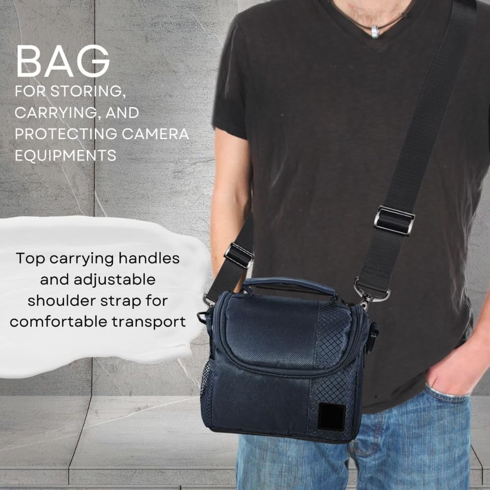 eCostConnection Small Padded Camera Bag with Shoulder Strap - Compact DSLR & Mirrorless Camera Carrying Case, Lightweight Protective Crossbody Case