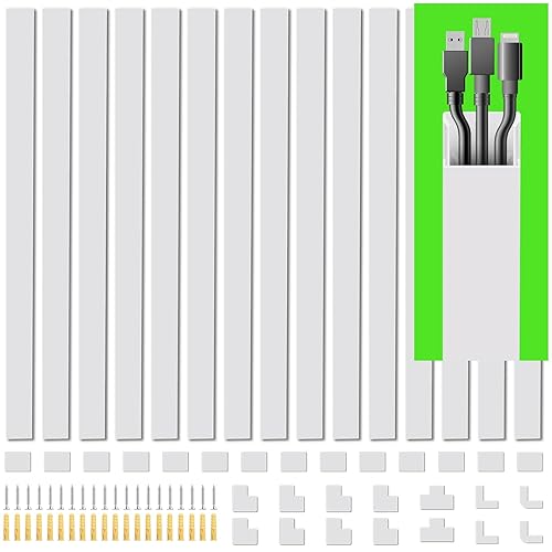 235.5 Inch Cord Hider Kit, Cord Covers for Wires on Wall, Cord Cover Raceway Kit, Paintable Cord Concealer Cord Hider, Home TV Office Wall Wire Cover