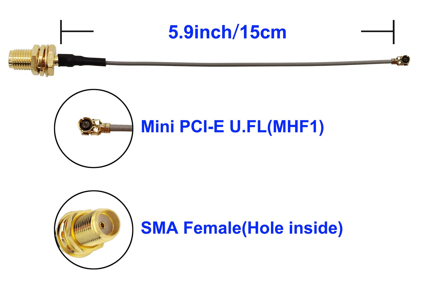915MHz LoRa Antenna SMA Male + 15cm U.FL MHF1 Extension Cable 2 Pcs