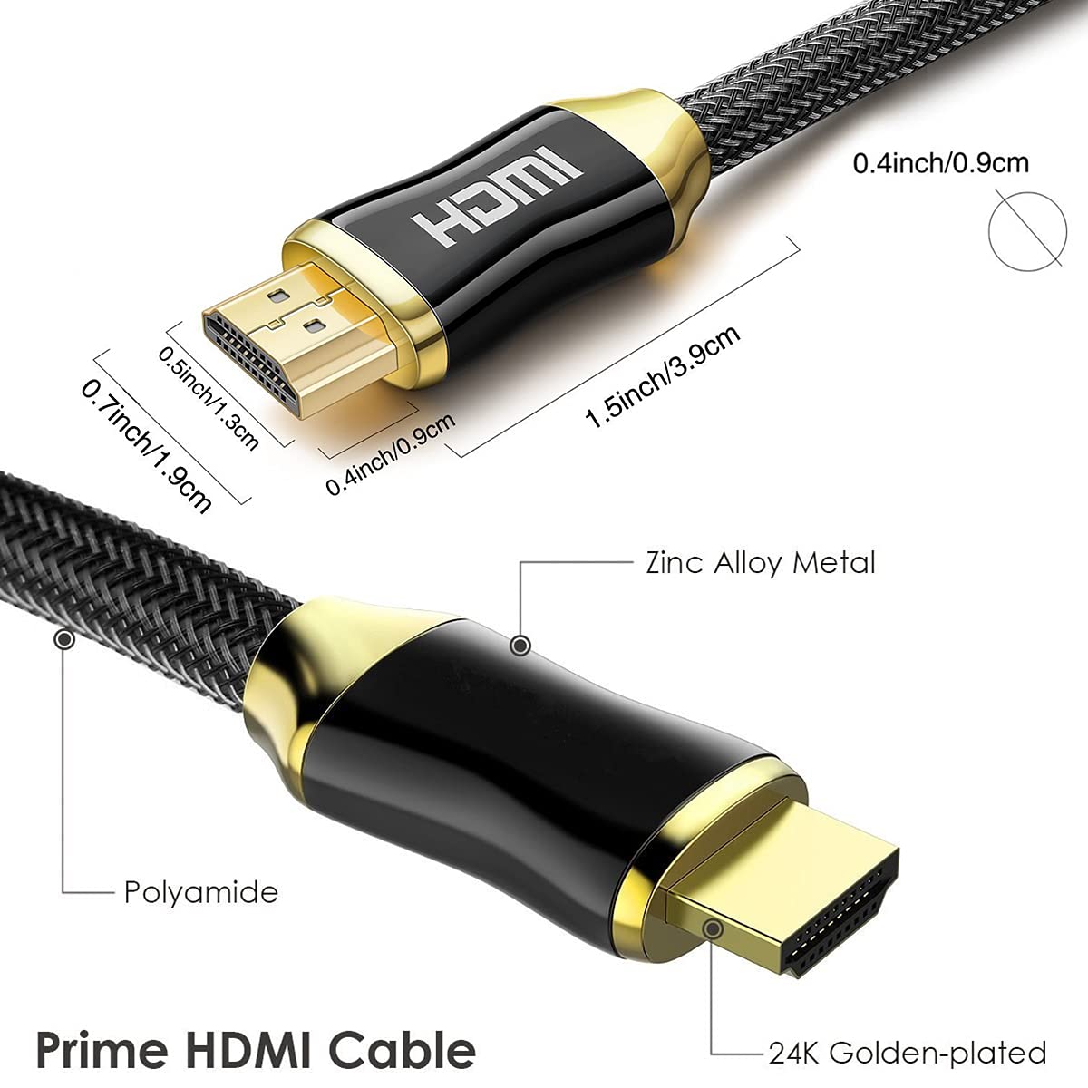 SIREG 8K HDMI Cable 1.5M/4.9FT, 48Gbps High Speed HDMI 2.1 Braided HDMI Cord 28AWG High-Definition HDR Computer Vision PS4 Projection ARC Cable