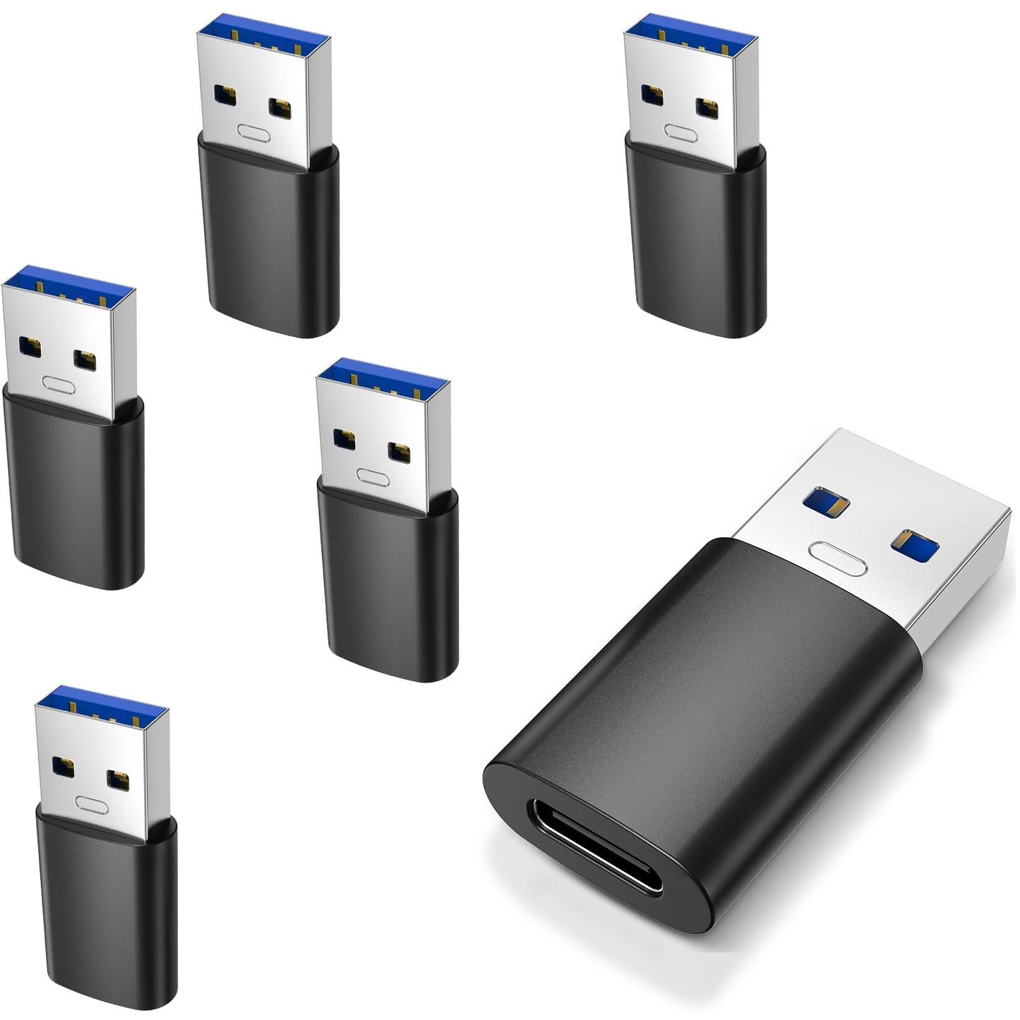 Cluoshu 6PCS Upgraded USB 3.0 to USB C Adapter, Compatible with Samsung, iPhone, IPad, Power Bank and More USB C Devices.