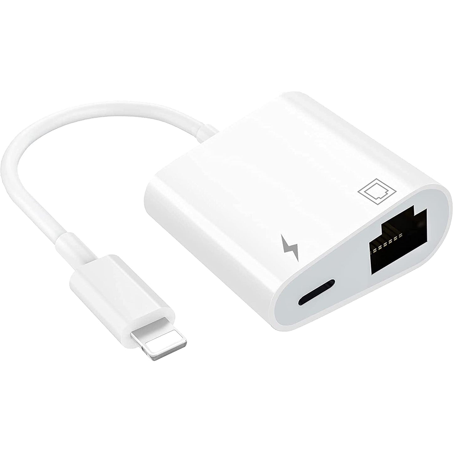 TOP-UP 2 in 1 Lightning to Ethernet Adapter - Lightning to RJ45 Ethernet LAN Network Adapter with Charge Port, Compatible with iPhone/iPad/iPod, Plug