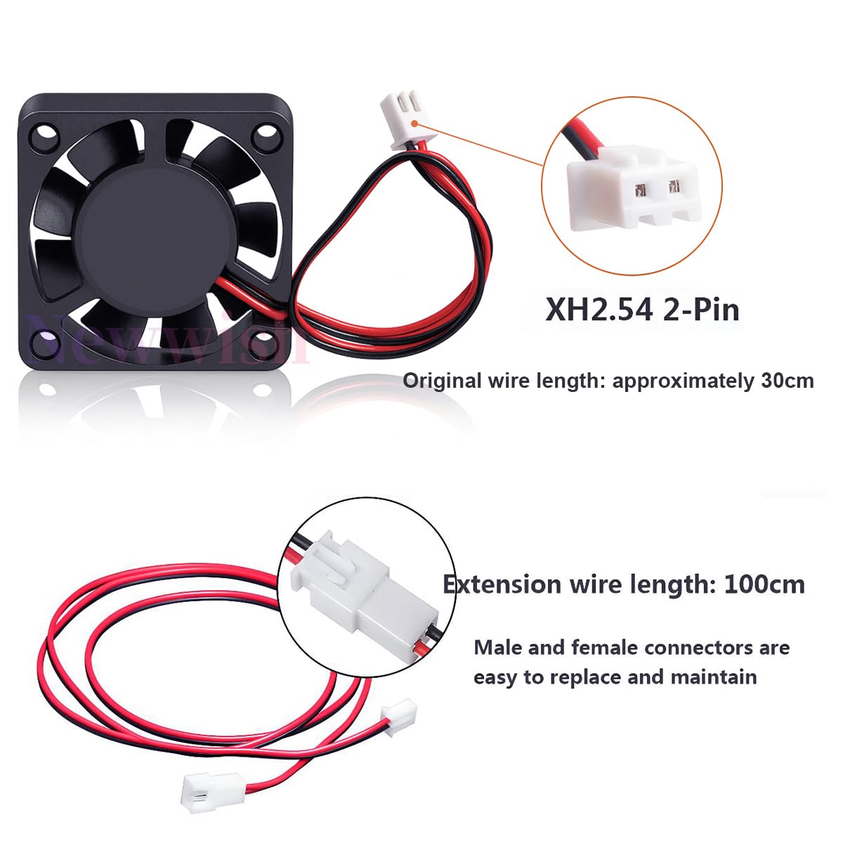 Newwish 4010 Axia Fan DC 24V,40mm x 40mm x 10mm Hydraulic Bearing Low Noise Silent Brushless Cooling Fan for 3D Printers Extruder Hotend.(2PCS)