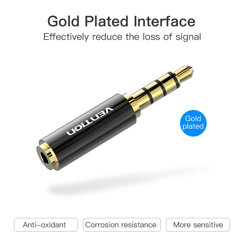 VENTION 3.5mm Male to 2.5mm Female Audio Adapter(2 Pack), 2.5mm Female to 3.5mm Male Gold Plated Audio Jack Connector Stereo/Mono Auxiliary Plug