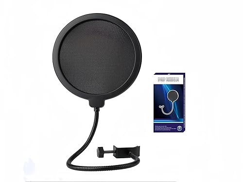 LIUSM Professional Microphone Filter Screen-Mic Pop Blocker Mask Shield With 360° Flexible Gooseneck Stabilizing Arm