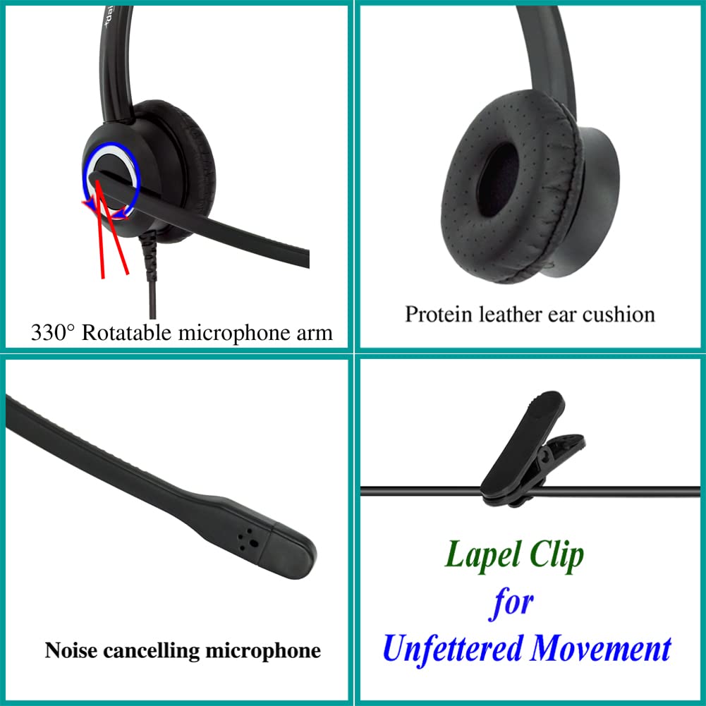 Cisco Headset Noise Cancelling Mic Compatible with Cisco Phone 6841 6871 7941g 7961g 7971g 8811 8845 8865 8941 8961 Series Models Includes U10 RJ9