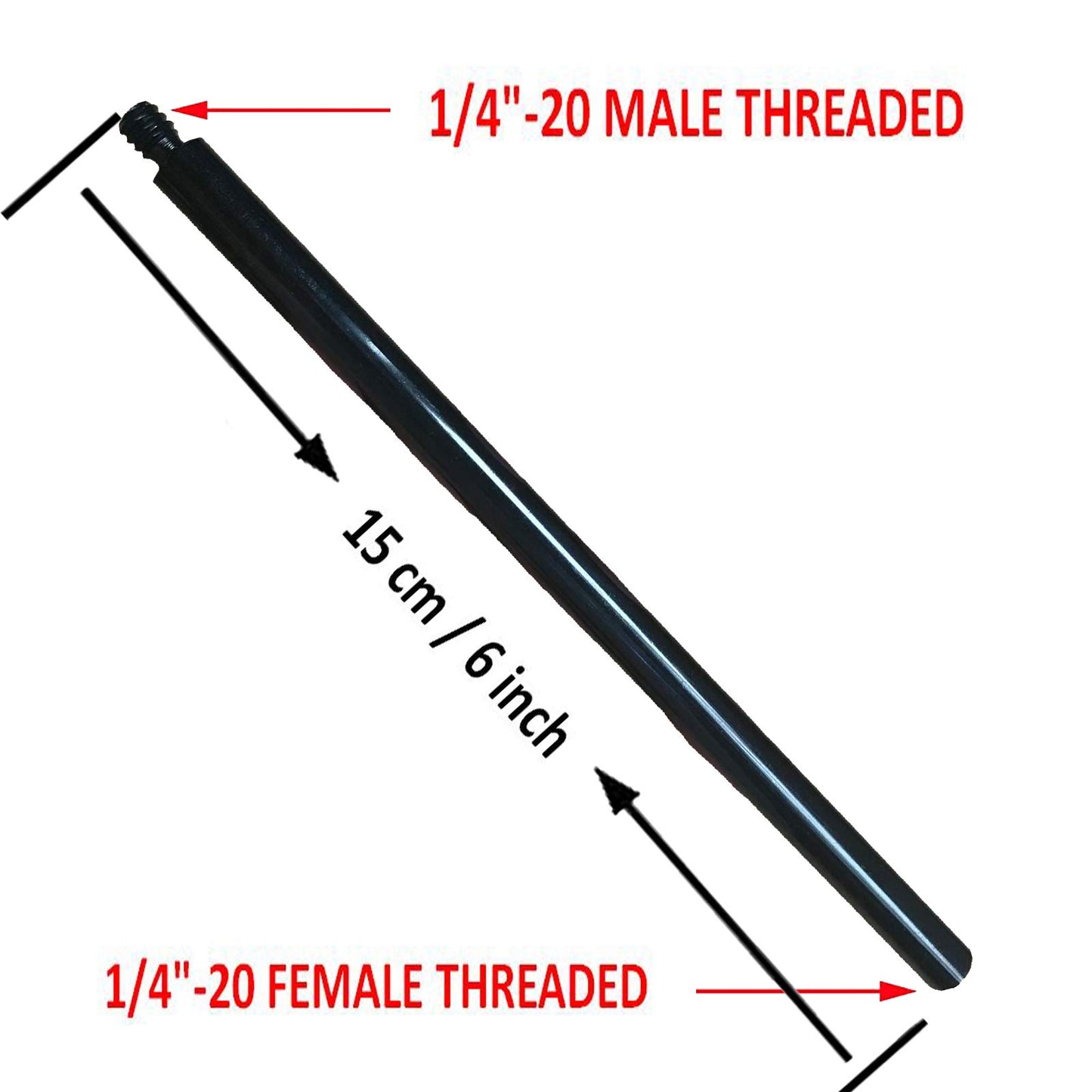 Metal Extension Rod Tripod Extension Tube Lightweight Pole Extender Accessory - with 1/4"-20 Female Threaded and 1/4"-20 Male Threaded for Tripod