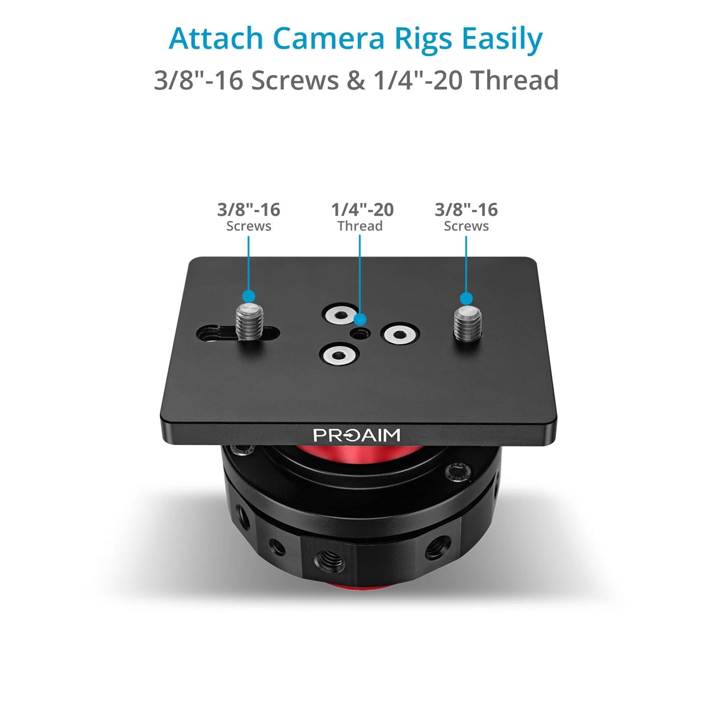 PROAIM Camera Support Leveling Base. Comes with Mitchell & 3/8” Base Mount. Payload up to 30kg/66lb. Swivel 360° with Inclination of up to 27°.