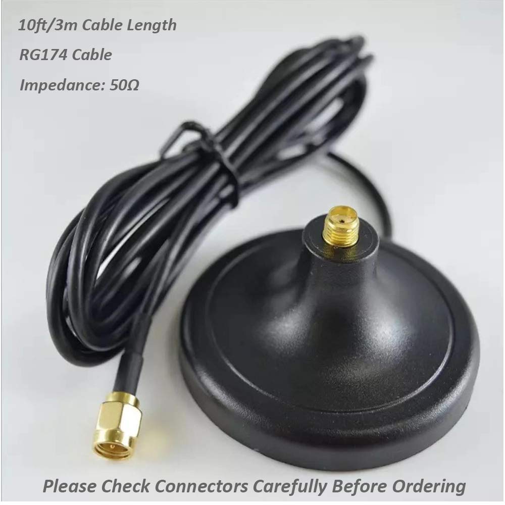 CORONIR 4G LTE Antenna Magnetic Mounting Base with 10ft SMA Male Antenna Extension Cable for 4G LTE WiFi Router Gateway Modem Hotspot Adapter Mobile