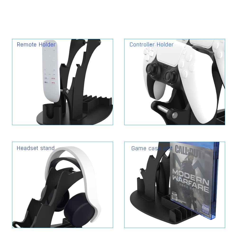 EJGAME Dual Game Controller & Headphone & Media Remote & Game Disc Stand Holder Compatible with PS5,/PS4/Xbox ONE/Series X/Switch,Stay