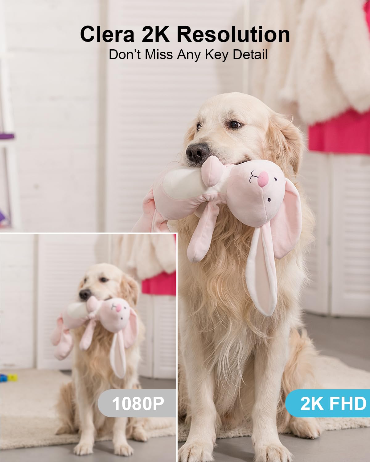 GENBOLT 2K WiFi Indoor House Security Camera Wireless, Pan Tilt Pet Camera with 5000mAh Battery Powered, IP Camera CCTV Nanny Dog Cam Baby Monitor