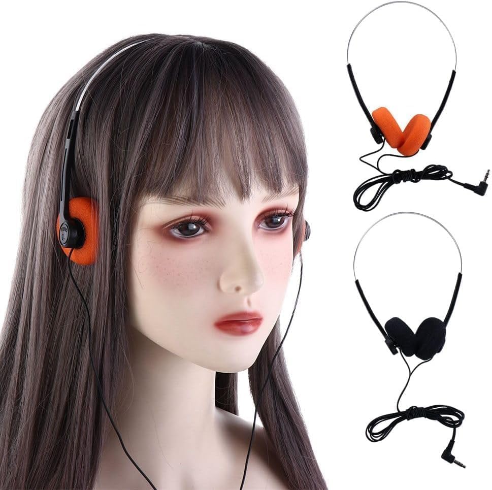 Weicoca Orange Retro On Ear Headphones, Lightweight Portable Headphone with Adjustable Headband, Wired Stereo Headphones, Cute Headphone Trvel