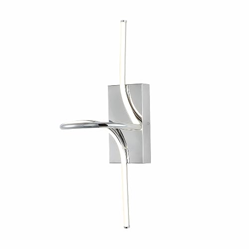 JONATHAN Y 9" Chrome Modern Minimalist Integrated LED Vanity Light Sconce, Dimmable Metal Wall Lamp for Bathroom Mirror, Living Room, Hallway