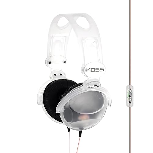 Koss CL20i Clear Transparent On-Ear Headphones, in-Line Microphone and Remote, Retro Style, 3.5mm Plug
