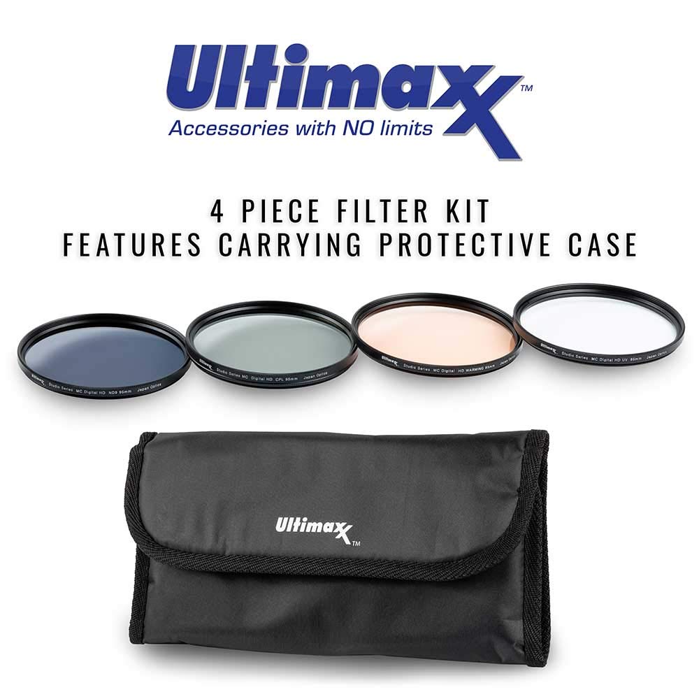 105MM Ultimaxx Professional Four Piece HD DigitalFilter Kit (UV, CPL, ND9, Warming Filters) for Camera Lens with 105MM Filter Thread and Protective