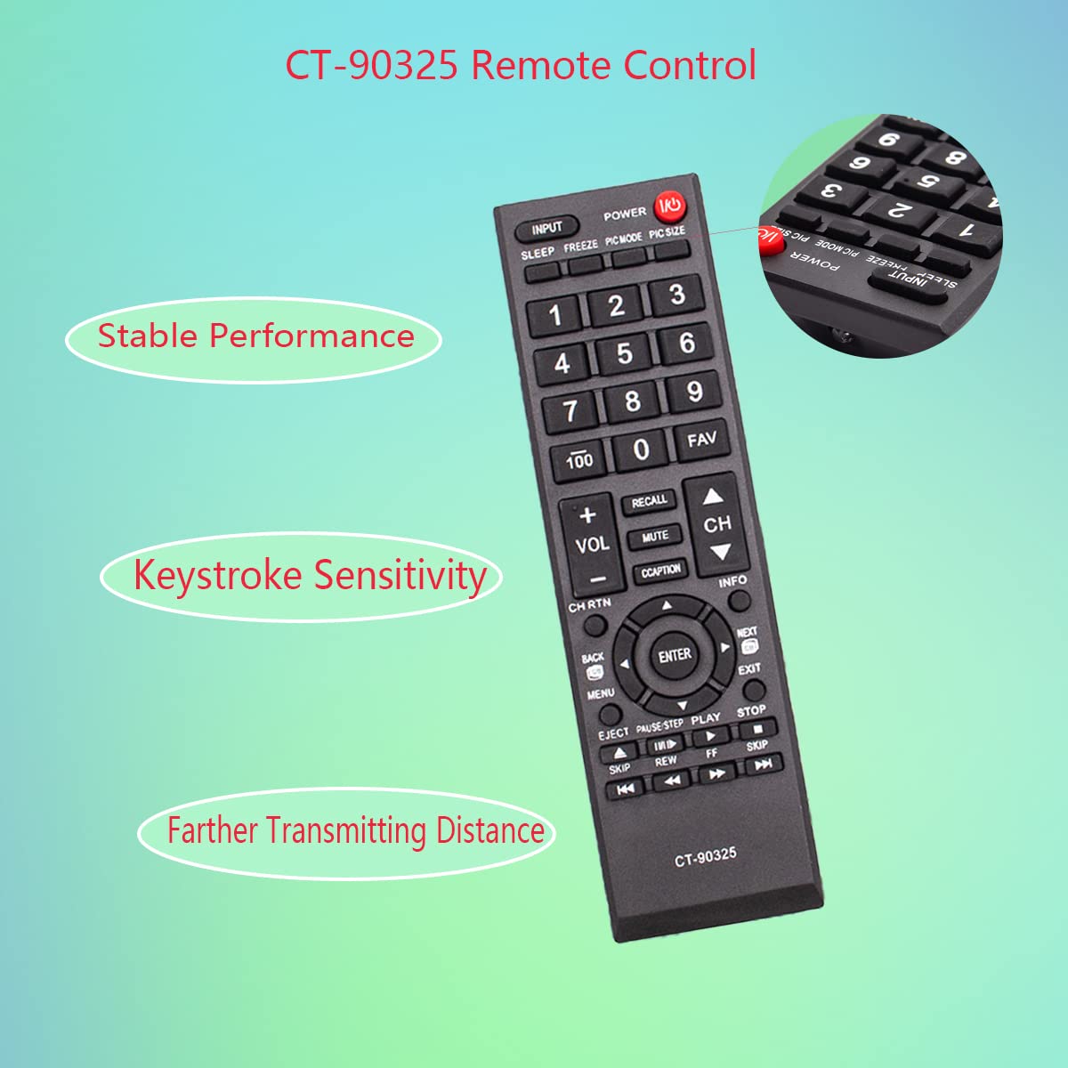 GHUST CT-90325 CT90325 Replacement Remote Control for Toshiba TV 32L1300U 32L1350 32L1350U 32L1400 32L1400U 32L2200 32L2200U 32L2300 32L2300U 32L4200