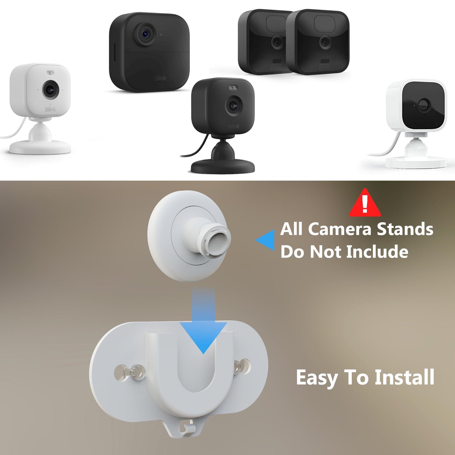 Blink Camera Mount with Dual Suction Cup, No-Drill, No Need Adhesive, Mounted on Smooth Surfaces Like Windows, Glossy Tiles, and Wood, 2 Pack for All