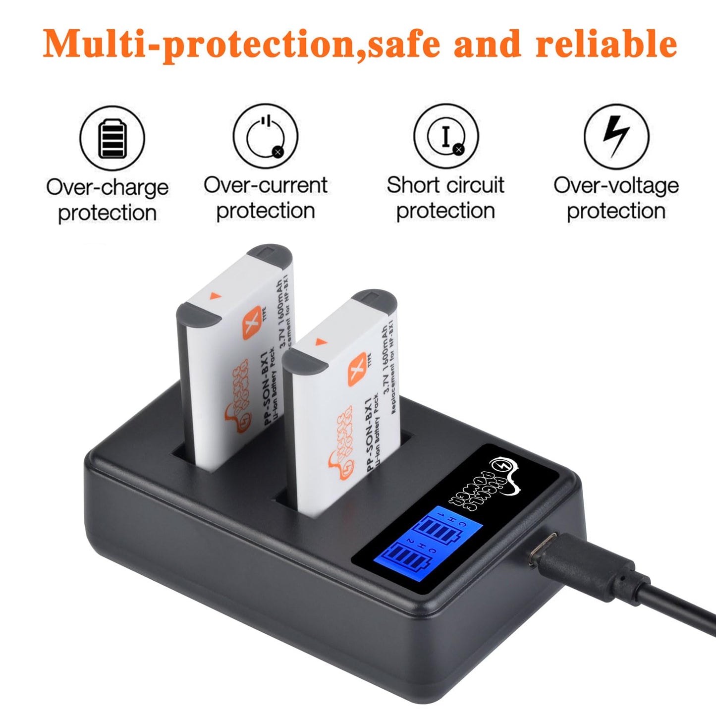 NP-BX1 NP BX1 Battery and LCD Display Charger for Sony Cyber-Shot M8 DSC-HX80 HX90V HX95 HX99 HX350 RX1 RX1R II RX100 FDR-X3000 HDR-AS50 AS300 Camera