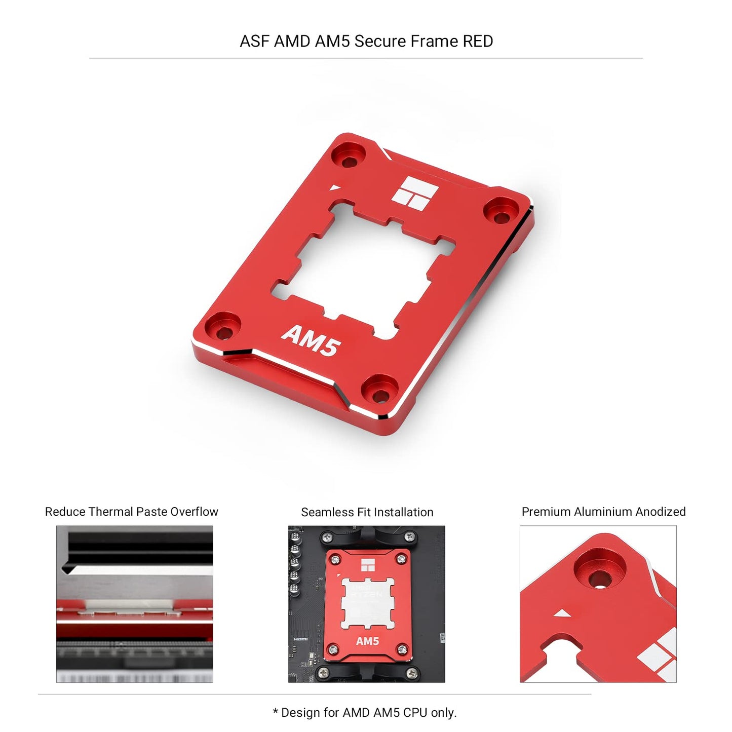 Thermalright ASF-RED AM5 CPU Holder, Corrective Anti-Bending Fixing Frame, AM5 Full-fit Fixed Non-Marking Mounter, AM5 Anti-Bending Contact Frame, CPU