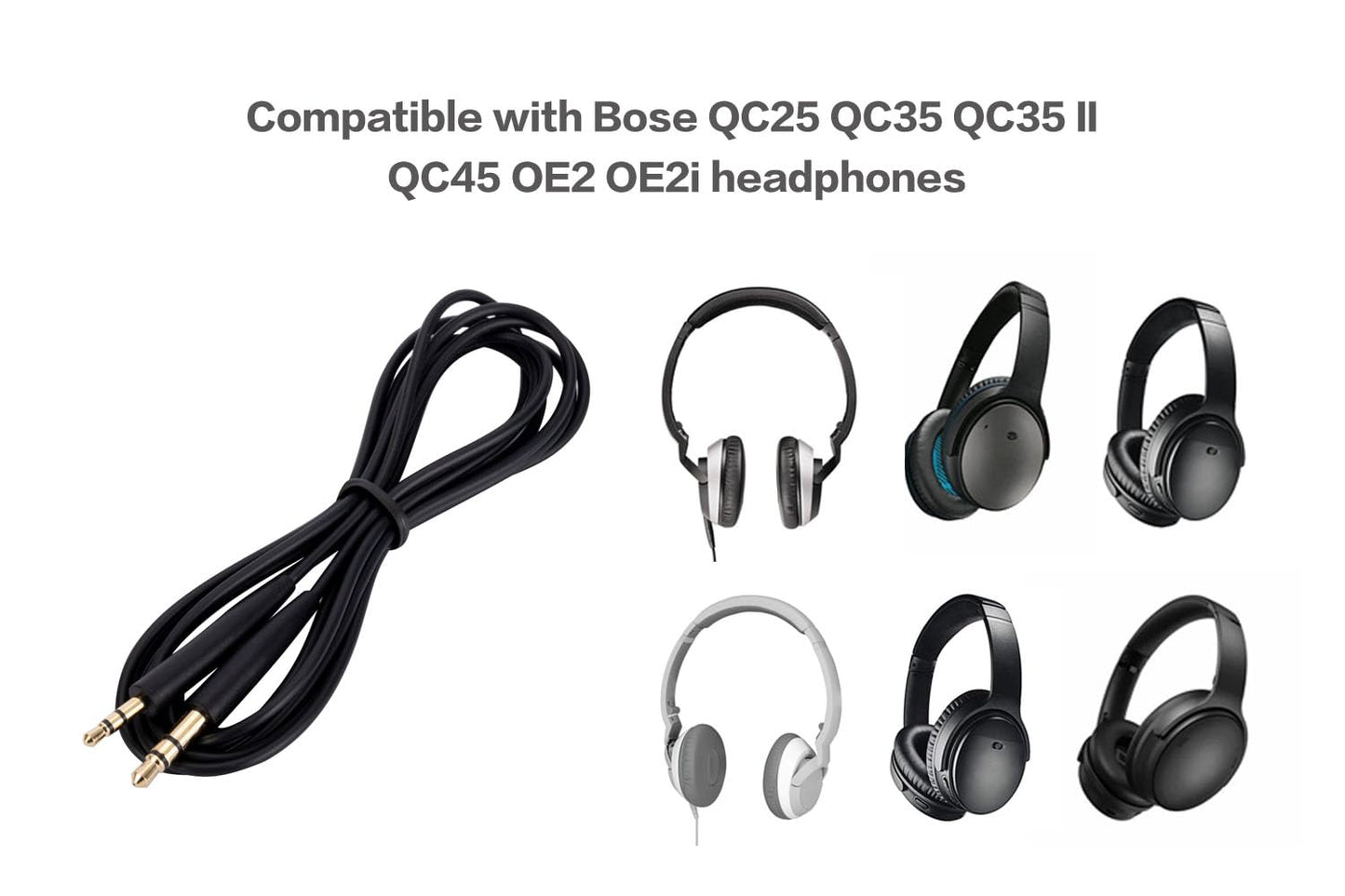 UNCLE LIGHT QC25 QC35 QC35 II QC45 OE2 OE2i Replacement Audio Cable, Compatible with Bose Headphones, 3.5mm to 2.5mm Male Stereo Jack Cord, 5 Ft (1.5…