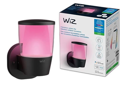 WiZ Connected Outdoor Light Fixture - Smart Wi-Fi Wall Light - Outdoor LED Porch Light - 16 Million Colors - Compatible with Alexa, Google Assistant