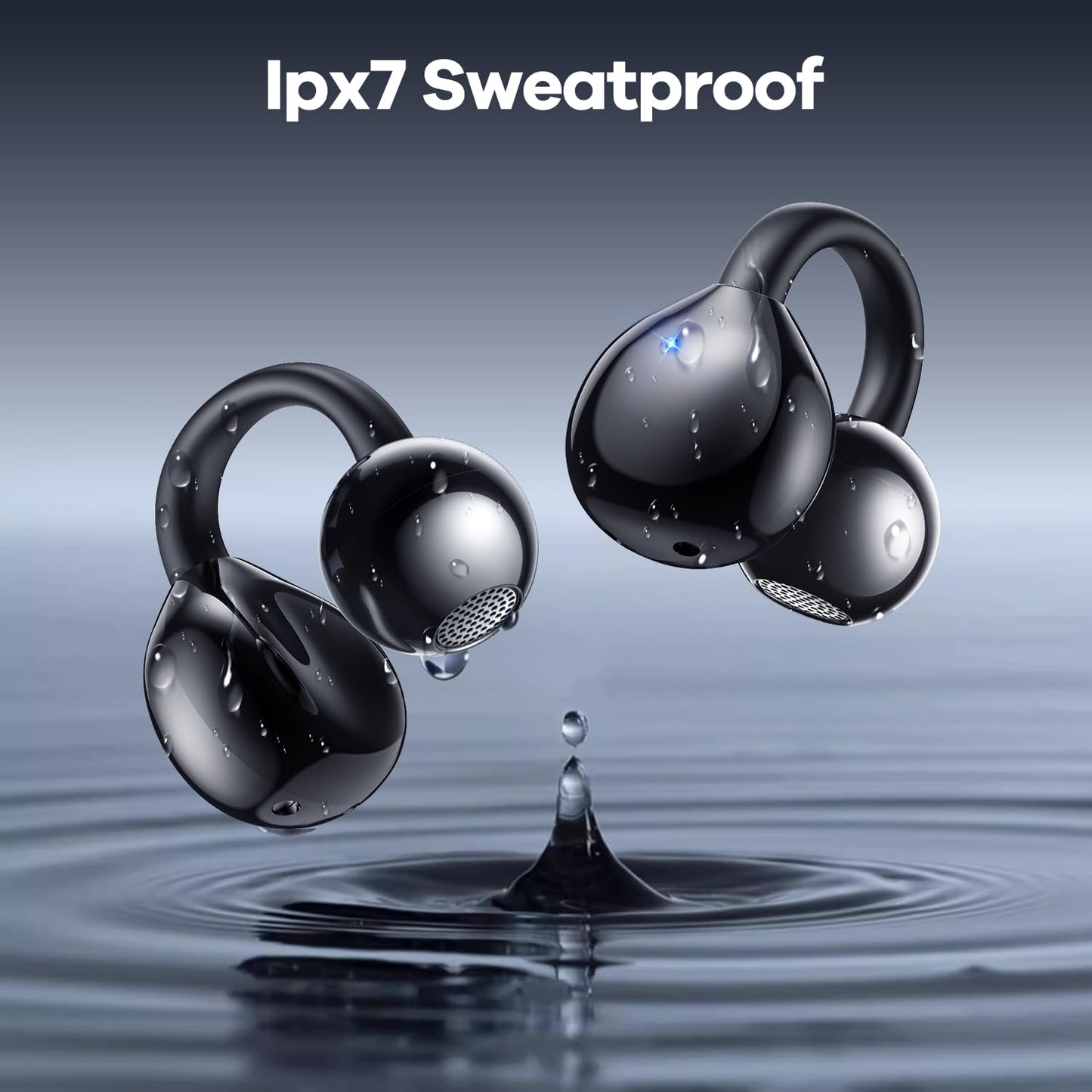 ABCDONG Wireless Earbuds Open Ear Clip On Headphones with LED Digital Display Charging Case Touch Control Bluetooth 5.4 Air Conduction Sport…