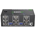 KVM Switch 3 Monitors 2 Computers 8K@60Hz 4K@144Hz, USB 3.0 Triple Monitor KVM Switch with 4 USB 3.0 Ports, 2*Displayport+1*HDMI in,3*HDMI Out,Wired