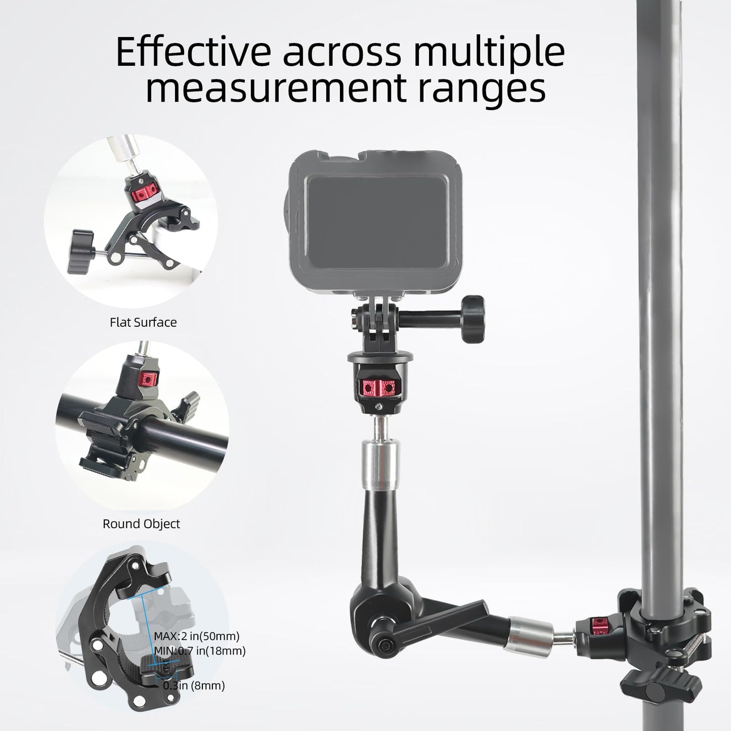 FIFIELD CNC Machined 7" Articulating Magic Arm Clamp Mount with Super Clamp, 360° Dual Ball Head & 1/4" ARRI Locating Pin&Holes, Heavy-Duty Camera