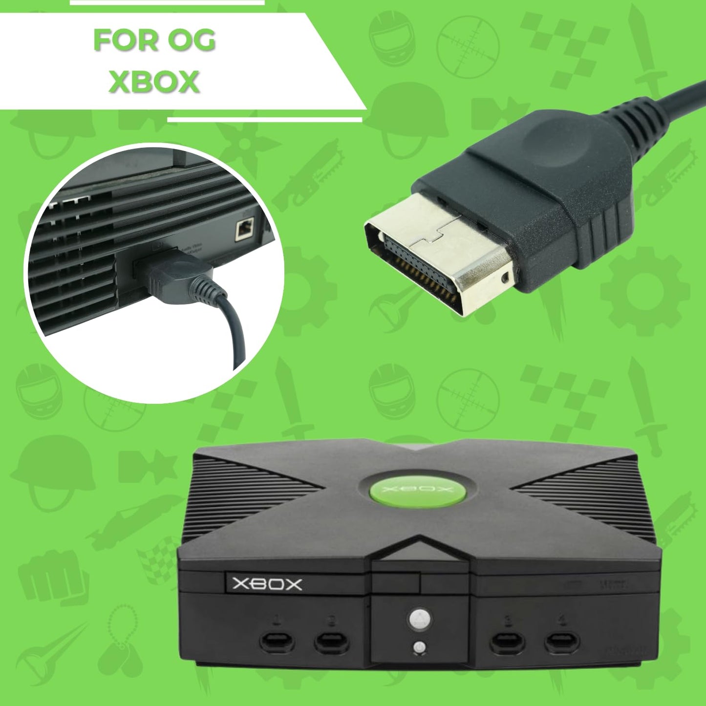 Old Skool Silver-Plated HDTV High-Definition HD TV Component Cable for Xbox