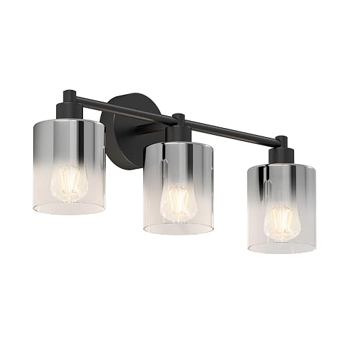 artika Modern Bathroom Vanity Light, 3-Light Sconce - Black Glass, Steel - VAN3-HZ-BL (25.4 x 7.3 x 9.8 in)