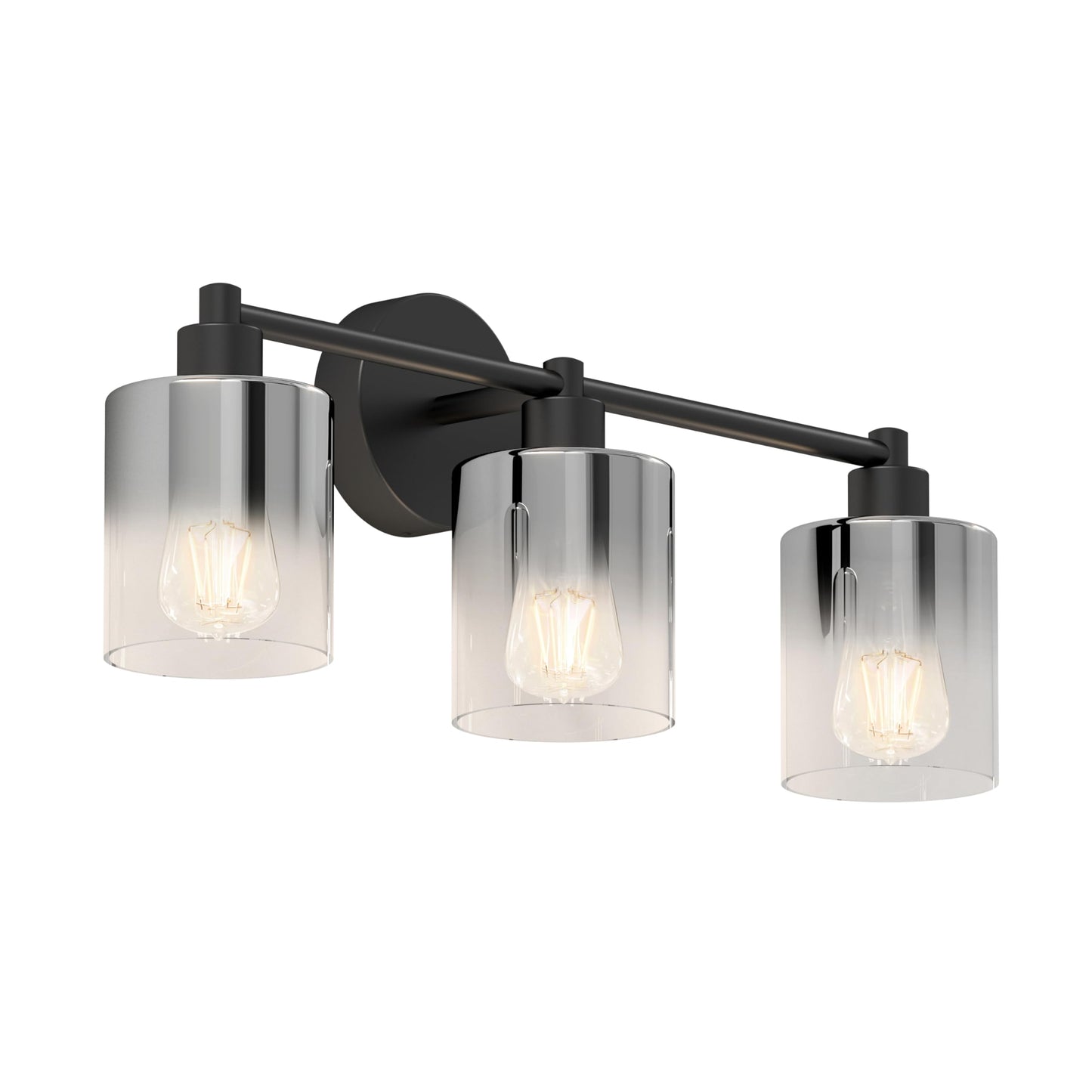 artika Modern Bathroom Vanity Light, 3-Light Sconce - Black Glass, Steel - VAN3-HZ-BL (25.4 x 7.3 x 9.8 in)