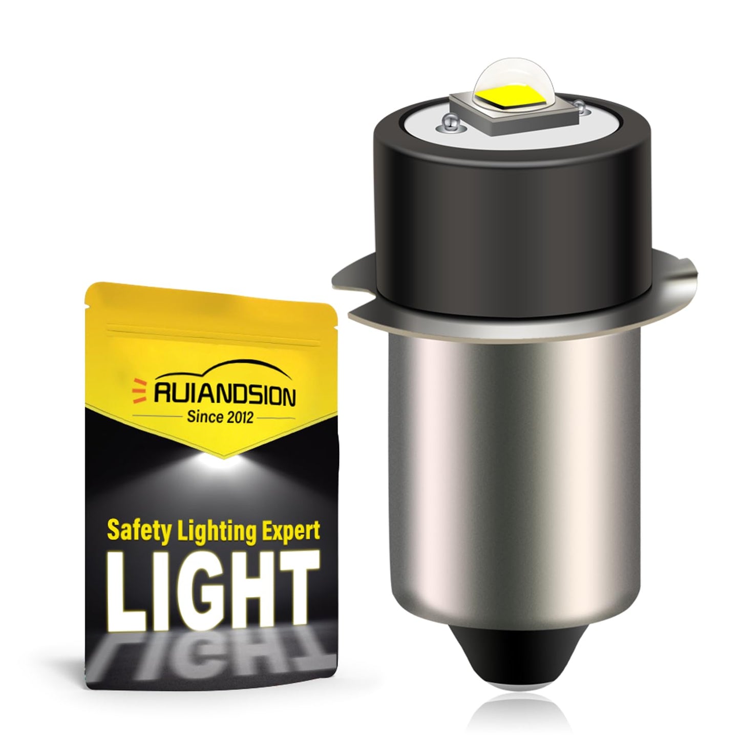 Ruiandsion P13.5S LED Bulb 1-9V LED Flashlight Bulb 1.5V 3V 4.5V 6V 9V Replacement for Torch Lantern Work Light Negative Earth (Pack of 1)