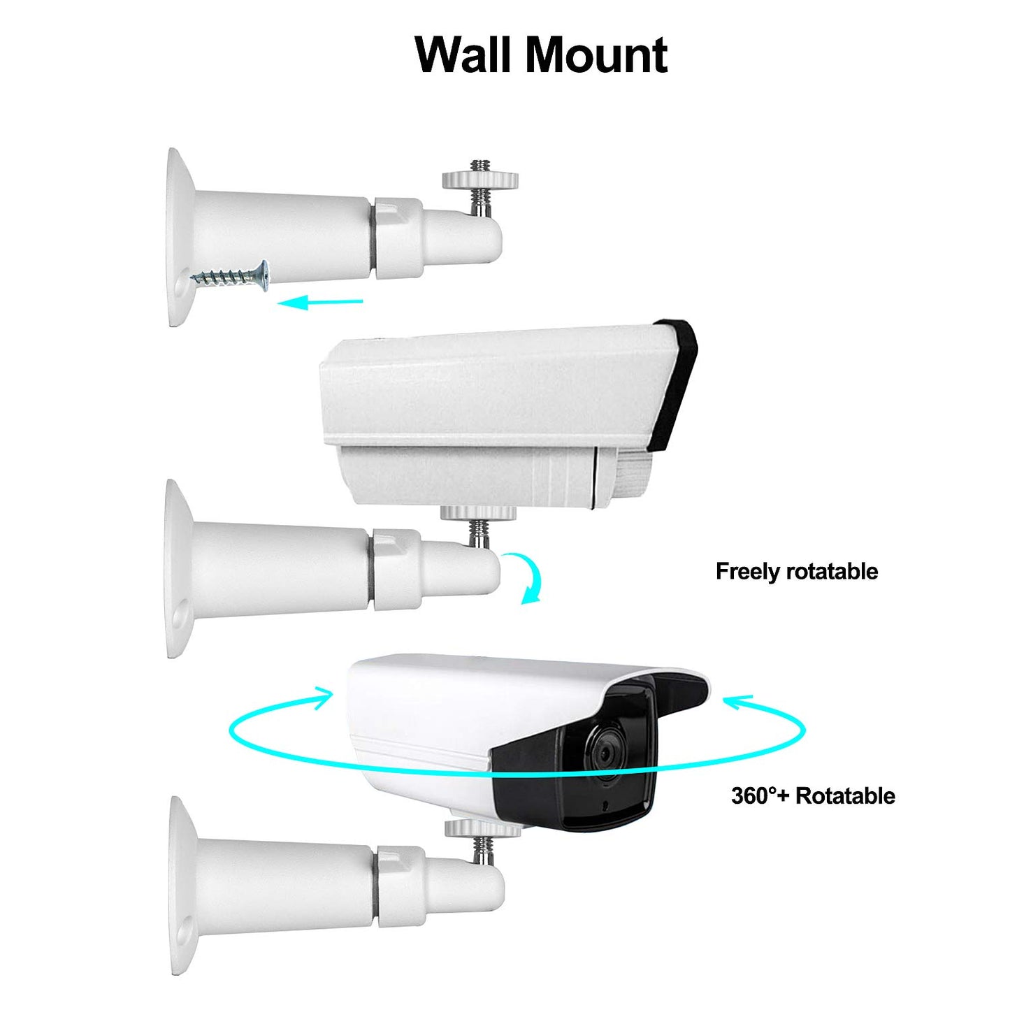Security Camera Wall Mount Bracket (1/4'') Adjustable Indoor/Outdoor Mount Compatible with Arlo, WYZE, Amcrest, TENVIS, Faleemi, Wansview, CCTV Camera