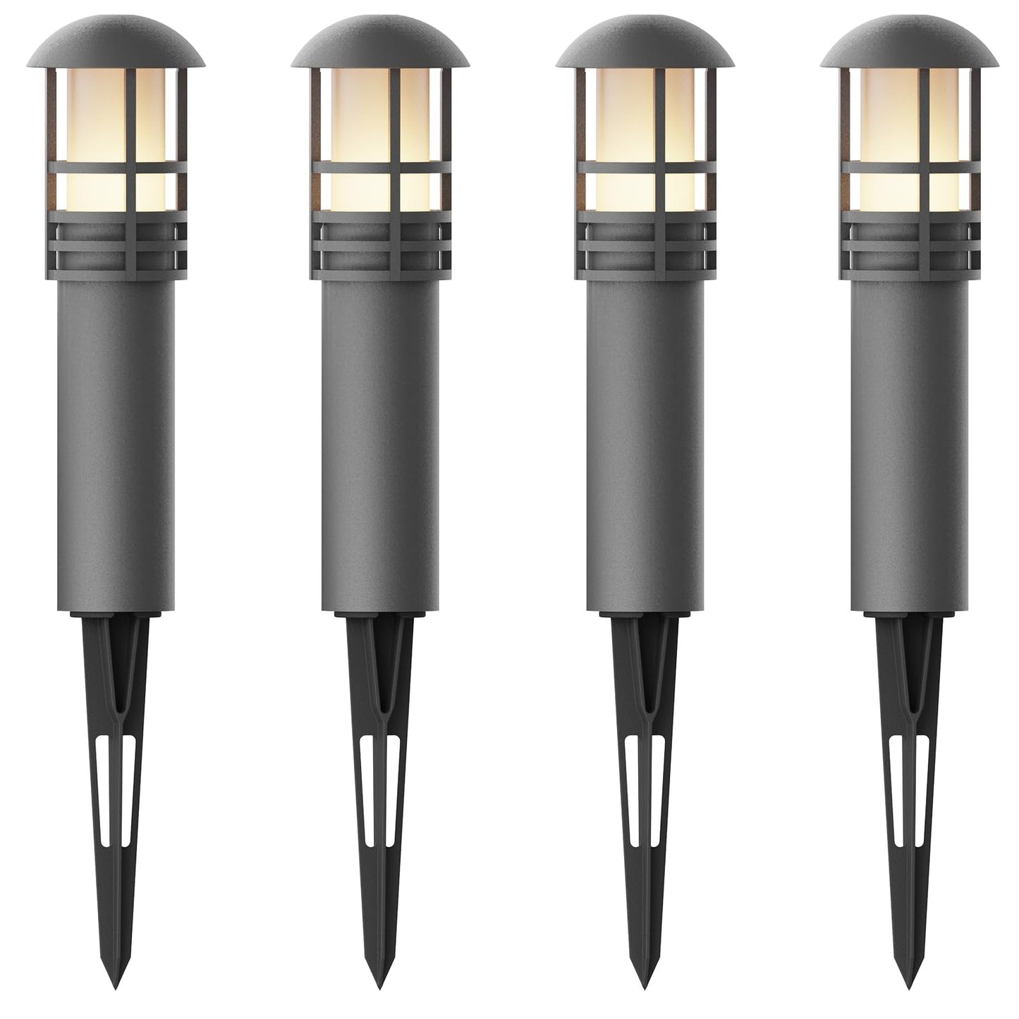 VENUS MANUFACTURING Low Voltage Bollard Lights 4PK Kits, 3W LED Outdoor Landscape Lighting 120Lumen Pathway Light 3000K Warm White Wired Walkway
