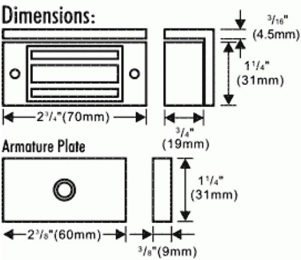 Seco-Larm E-941SA-80Q Single Door Mini Maglock (2 Pack), 80~110-lb (36~51kg) Holding Force, No Residual Magnetism, Detachable Mounting Bracket, MOV