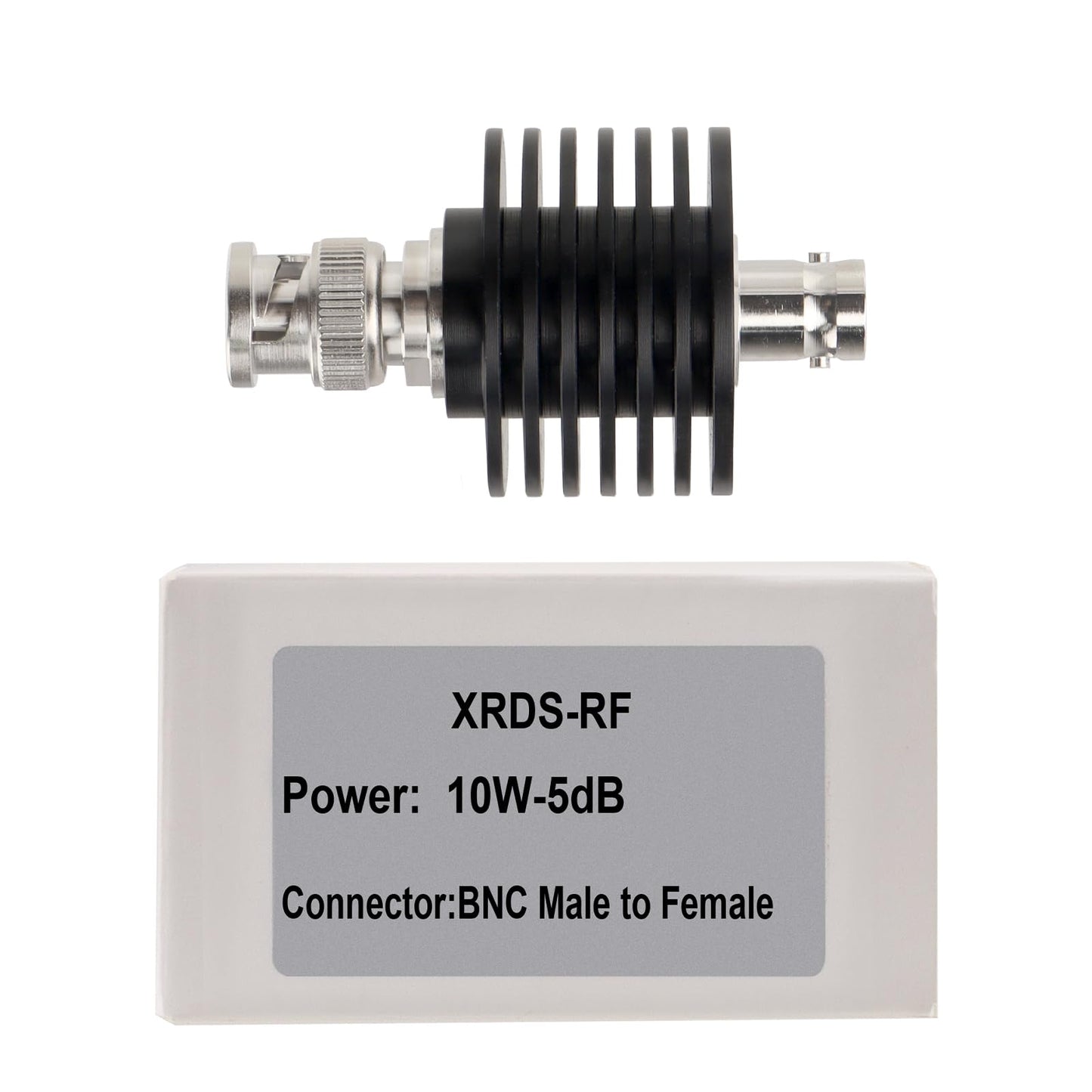 XRDS -RF BNC Male to BNC Female Coaxial RF Attenuator 10W 5dB, 50 Ohm Attenuator, 10W BNC Male to Female Connector, High-Power RF Coaxial Attenuator