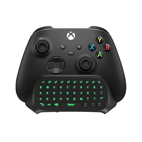 TiMOVO Green Backlight Keyboard for Xbox One, Xbox Series X/S,Wireless Chatpad Message KeyPad with Headset & Audio Jack,Mini Game Keyboard Fit Xbox