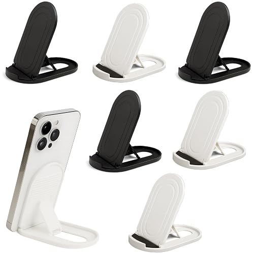 6-Pack Portable Phone & Tablet Stand(Black&White), Foldable Multi-Angle Desk Holders, Adjustable Universal Holder for Samsung Galaxy, iPad, iPhone