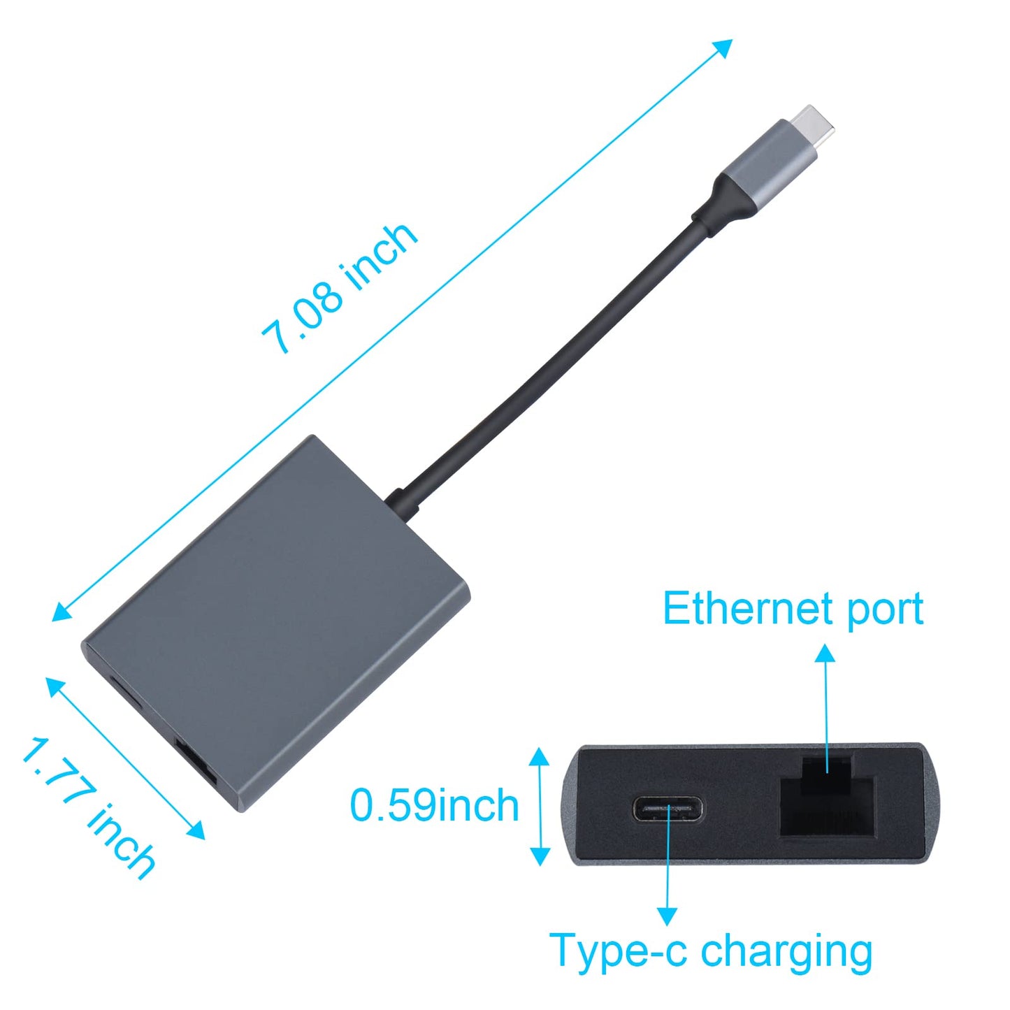 USB C to Ethernet Adapter with Charging for iPhone 15 Pro/Max/Plus, MacBook Pro/Air, iPad Pro, Samsung and More - USB Network Adapter