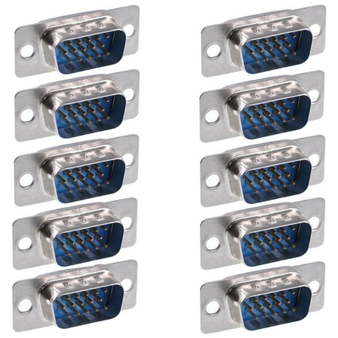 GANASOME 10Pcs DB15 Solder Type D-SUB VGA Male 3Row 15Pin Connector Adaptor Replacement