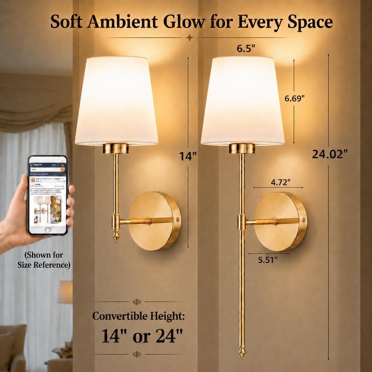 IRONPAX Wall Sconces Battery Operated Set of 2, Wireless Rechargeable Wall Sconce Set of Two, Dimmable Wall Lights with Remote for Bedroom Living Room
