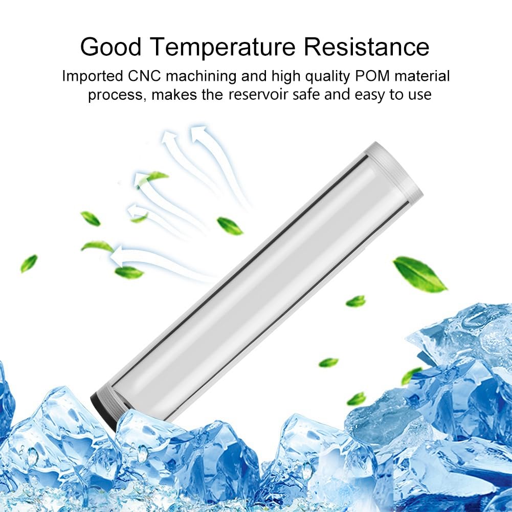 Water Cooling Reservoir, PC Water Reservoir 190mm*50mm Diameter G1/4'' POM Cylindrical CPU Water Cooler Reservoir System Heat Sink Kit Cooling Acrylic