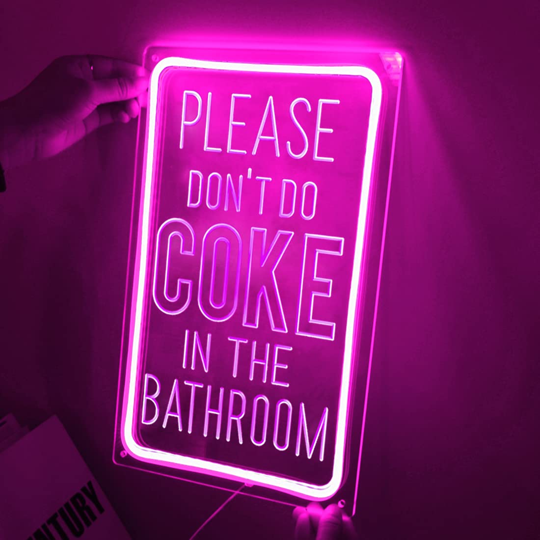 Britrio Please Dont Do Coke in the Bathroom LED Neon Sign Women Gift Bedroom Bathroom Dorm Office Game Room Bar Business Store Wall Art Decor Sign