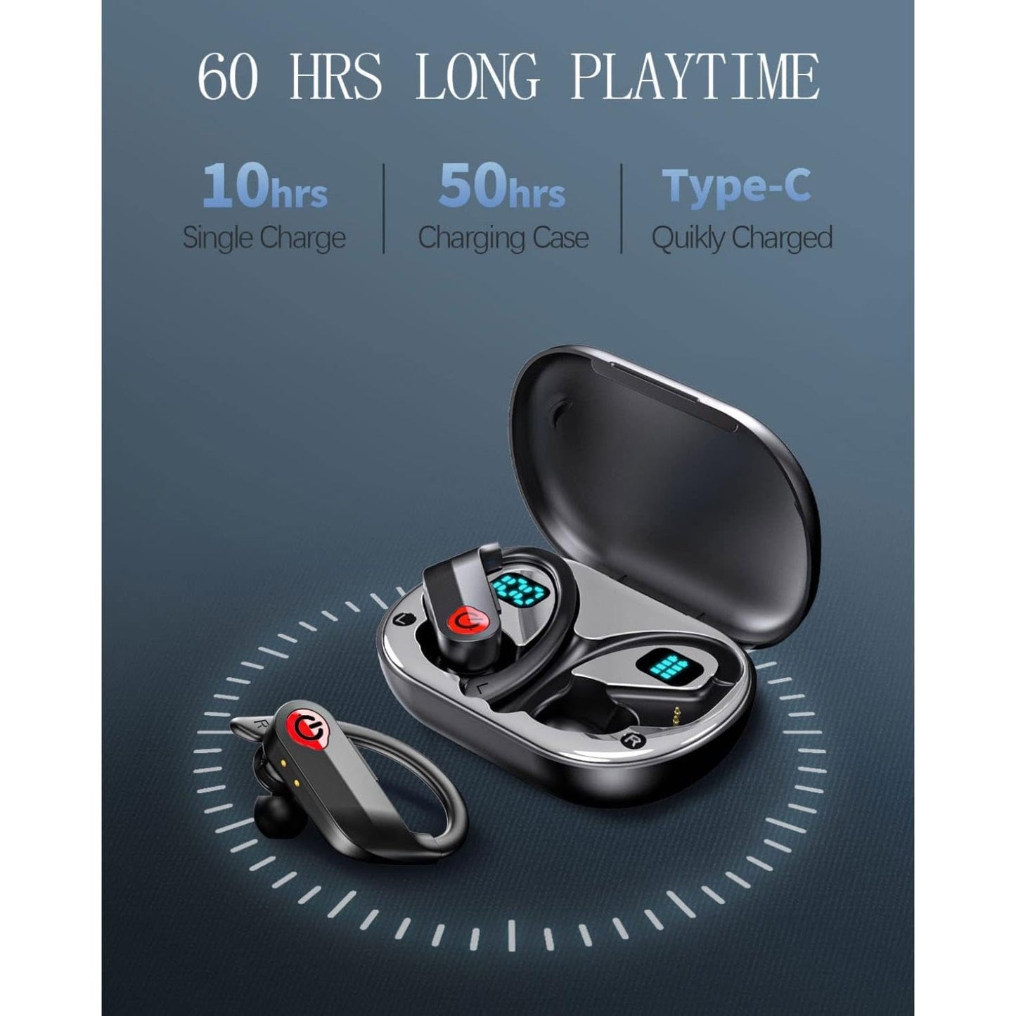 TWS Wireless Earbuds Earphones Compatible with Samsung Galaxy S26/S25/S24/S23/S21/S20/Plus/FE/Edge/A16/A26/A36/A56, Ear Hook True Stereo Headset…
