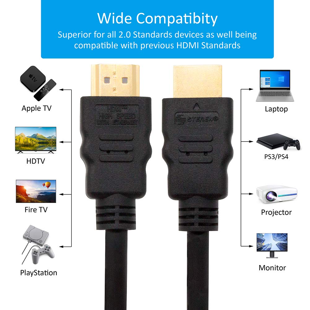 Steren 517-303BK 3-Feet HDMI High Speed with Ethernet Cable