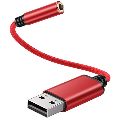 USB to 3.5mm Headphone Jack Audio Adapter, Support USB to TRRS 4-Pole 3.5 aux Port Headset, External Stereo Sound Card for PC, Laptop, PS4,Mac etc