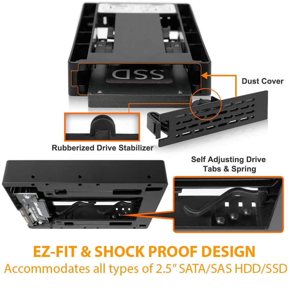 ICY DOCK 2.5 inch SATA SSD HDD to 3.5" SATA HDD Drive Bay Converter Mounting Bracket Kit Adapter - EZConvert MB882SP-1S-3B